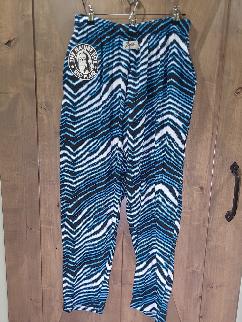 Zubaz WWE Graphic Ric Flair Zebra Stripe Lounge Pants in Blue, Black & White L